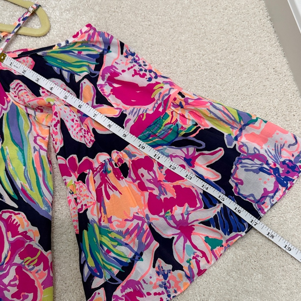 Lilly Pulitzer Alanna “Tipping Point” Pink and Blue Floral Blouse/Tunic/Top Med - Picture 10 of 15